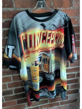 CMM Men's XL T-Shirt Conception Trucking All Over Print Puerto Rico Big Rig